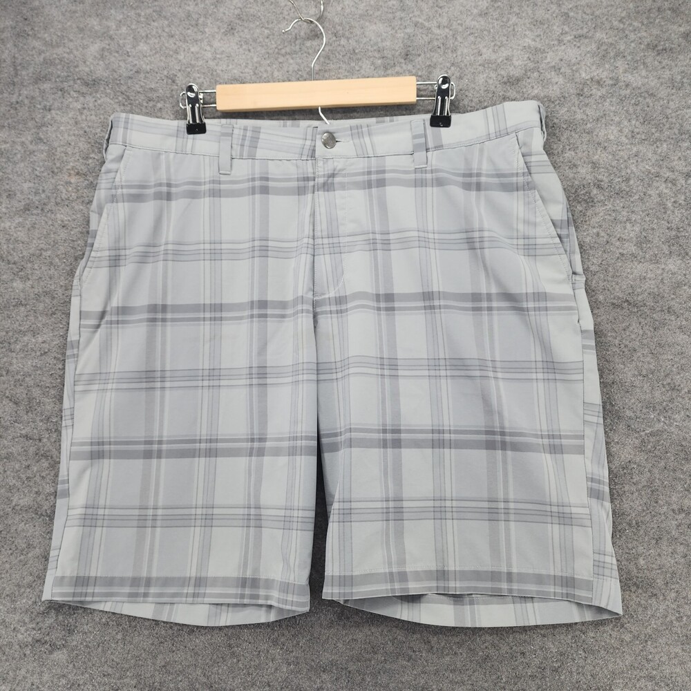 Adidas Shorts Mens 38 Gray Plaid Golf Mid Rise